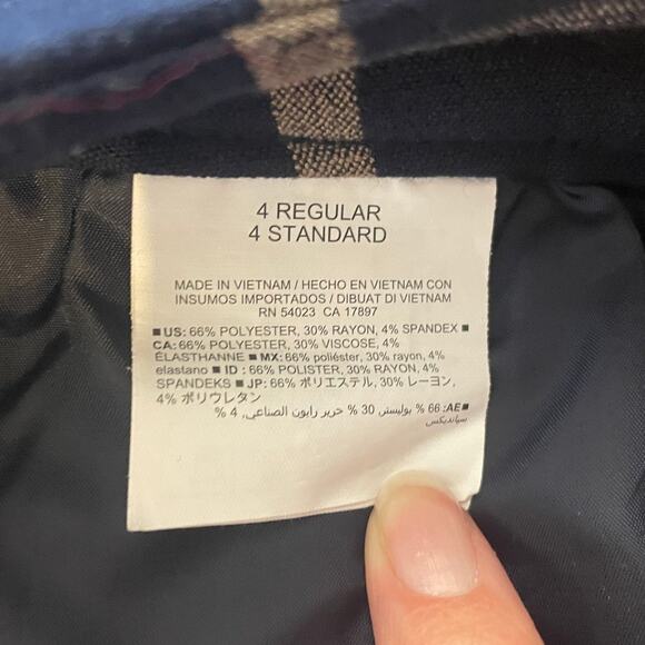 Old Navy Womens Plaid Pants Size 4 Regular Harper Bonded Mid Rise Blue Tan Box - Picture 6 of 11